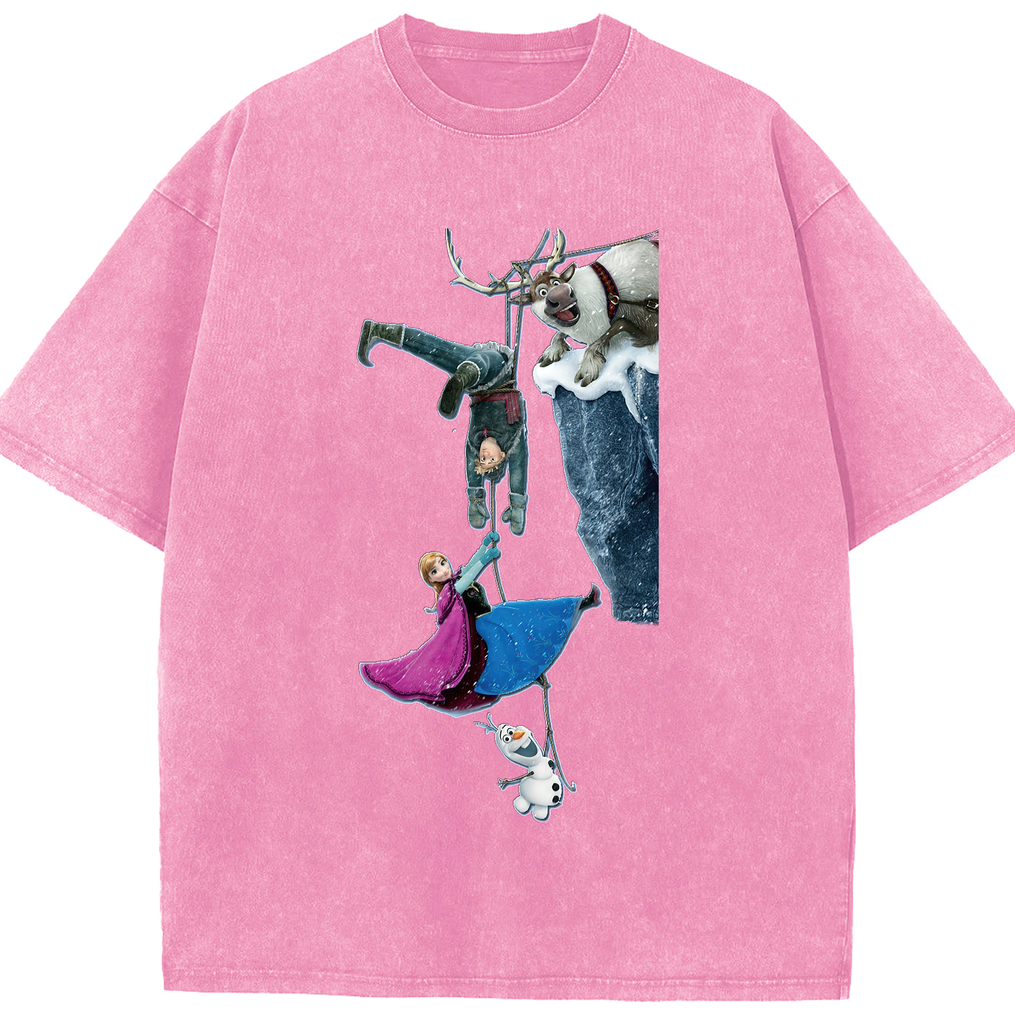 （画像用） アナと雪の女王 アンナ エルサ Frozen Anna Elsa 綿100% ヴィンテージ風 半袖Tシャツ（フロントプリント）